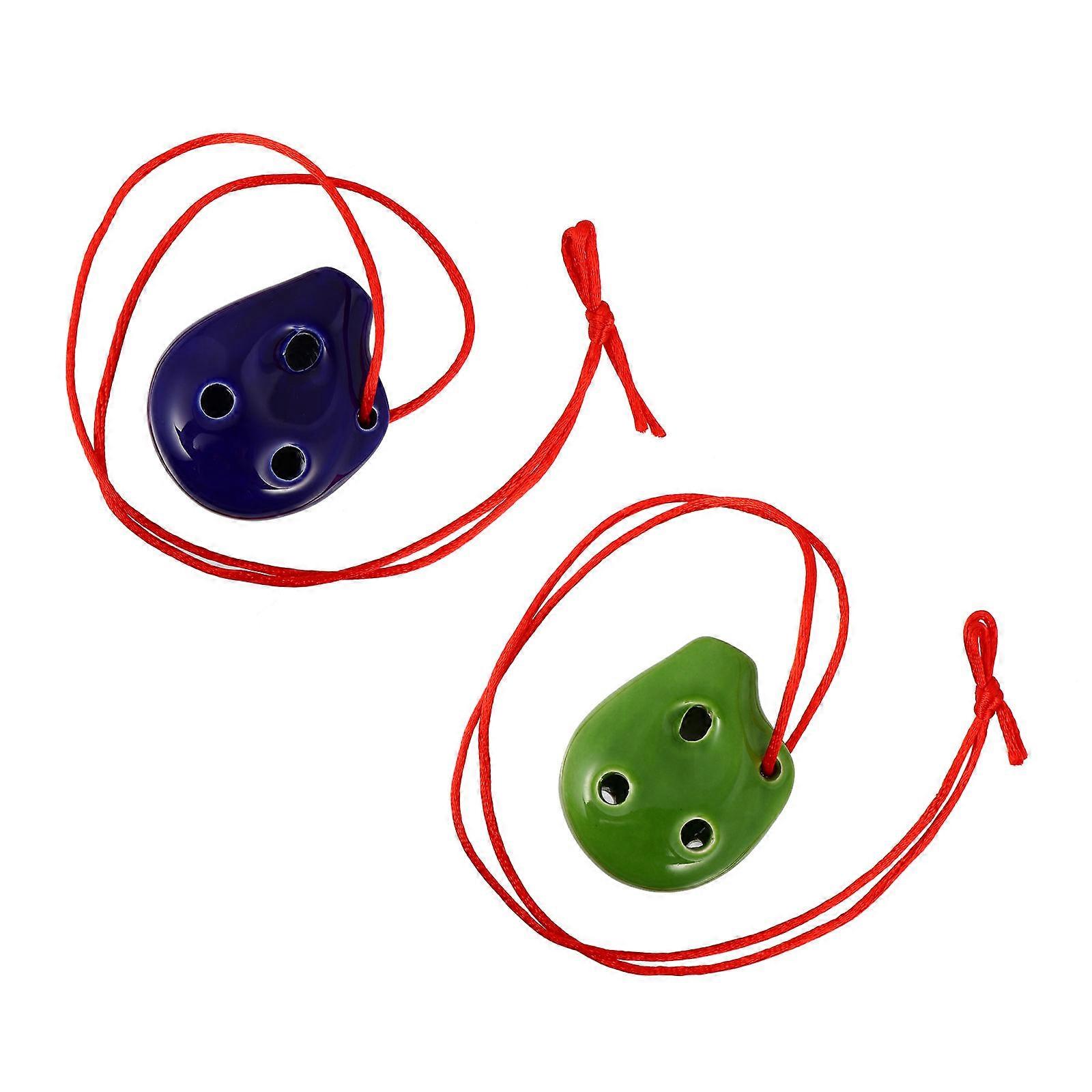 2pcs Ceramic Alto C Ocarina Musical Instruments with Lanyard and Music Sheet, Easy to Play Mini Flute for Beginners, Portable Lightweight Design,