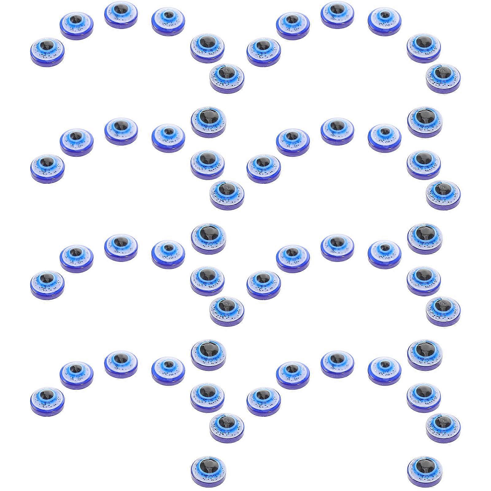 Blue Evil Eye Beads 100Pcs Flat Back Beads Ideal For DIY Jewelry Making And Craft Projects Sized 6 X 6mm