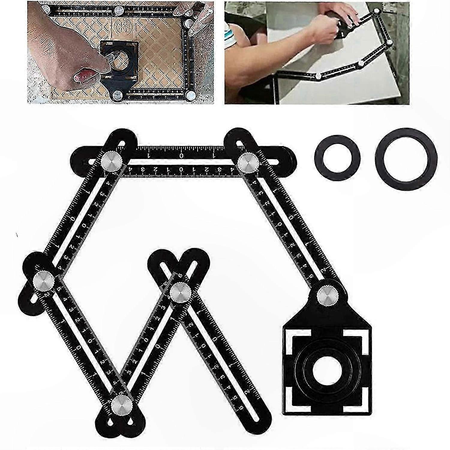 6-Sided Multi-Angle Measuring Ruler, Aluminum Alloy Multi-Purpose Tool for Accurate Measurements
