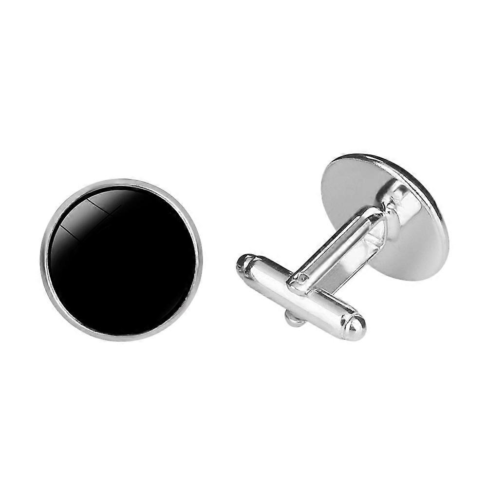 Classic Round Cufflink Sleeve Button For Men 1 Pair Black Simple Design Suitable For Formal Events Business Meetings