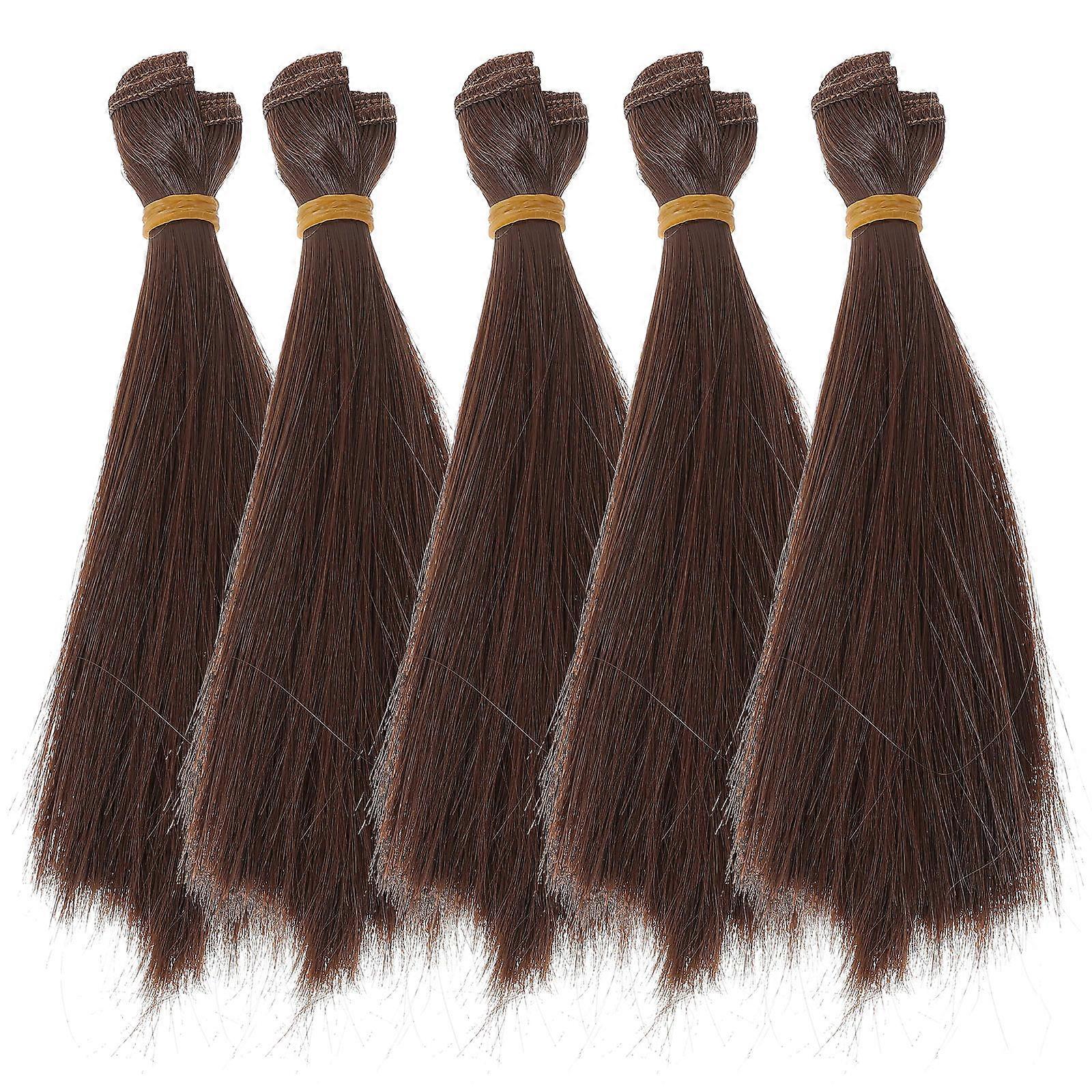 5pcs Dark Brown Doll Wigs Made of PP Material for DIY Crafts and Decoration