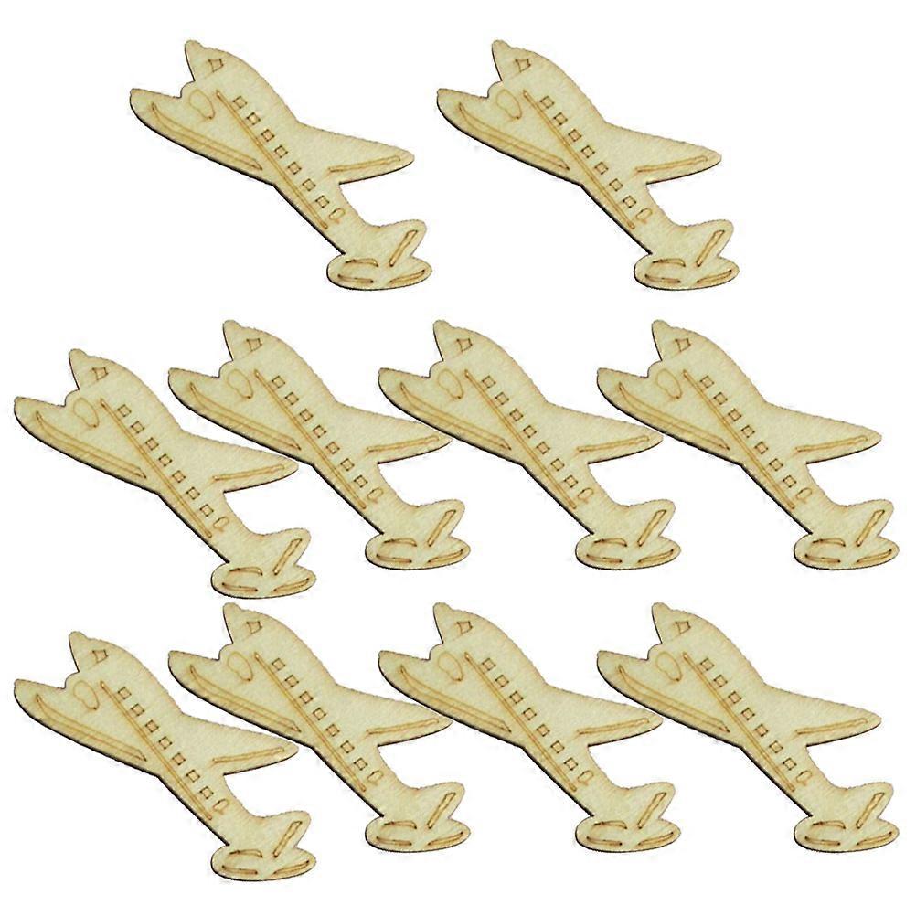 Wooden Airplane Sign for Decorating Light Brown Craft Projects 10 Pcs 4.5 x 3.2 Inches