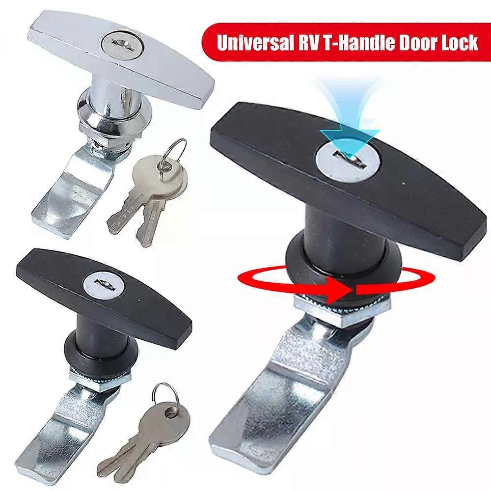 Universal RV T-Handle Door Lock with 2 Key Truck Cap Locking Trailer Toolbox Drawer Cabinet Door Lock for Caravan Truck
