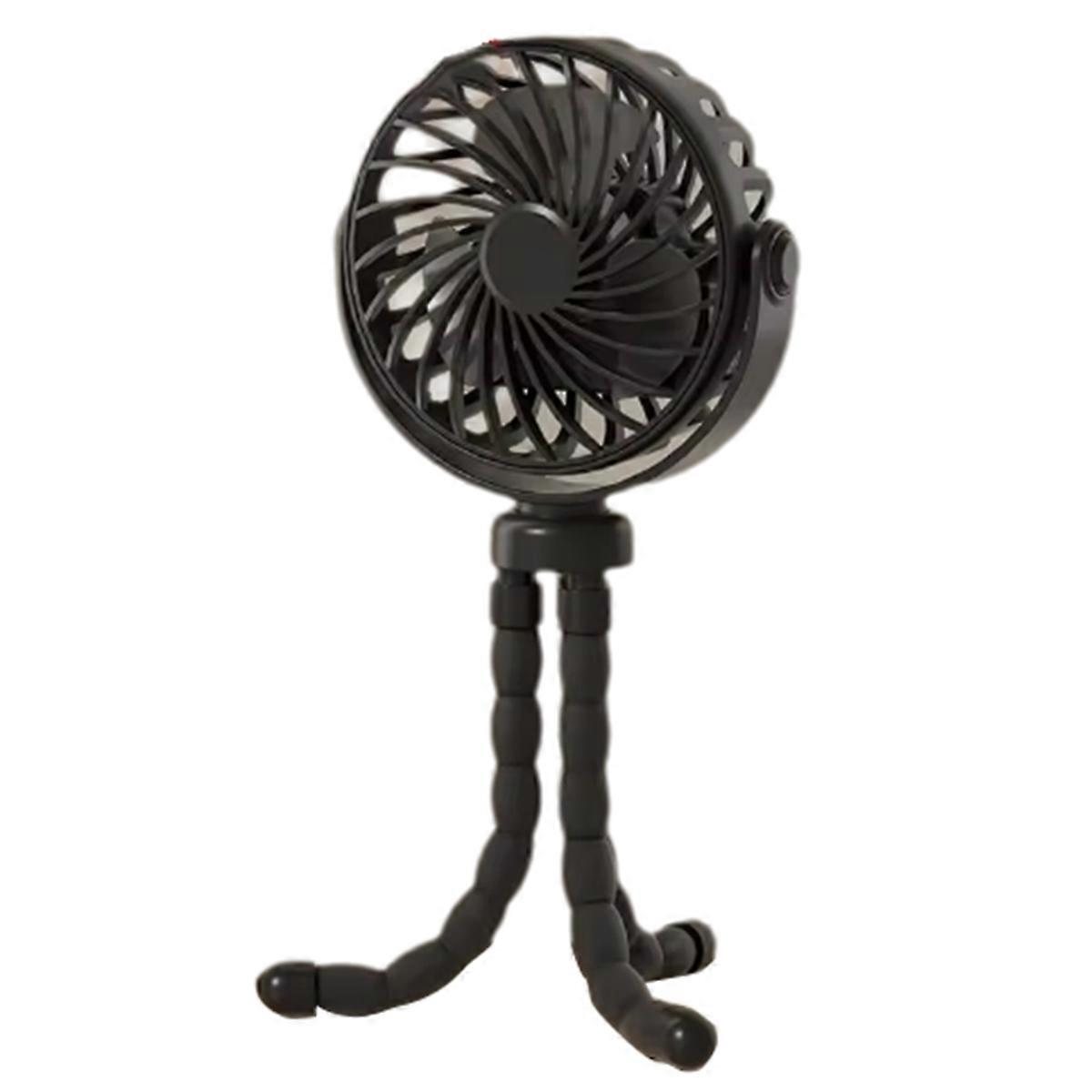 Baby Stroller Fan Mini Outdoor Fan USB Speed Flexible Blcak