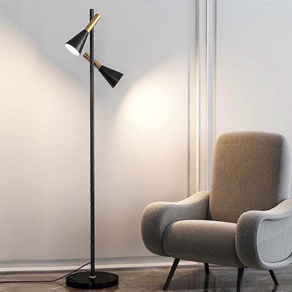Adjustable Floor Lamp, Polished Metal Gold/Black Reading Light, Decorative Indoor Vertical Lamp with Marble Base and Foot Switch