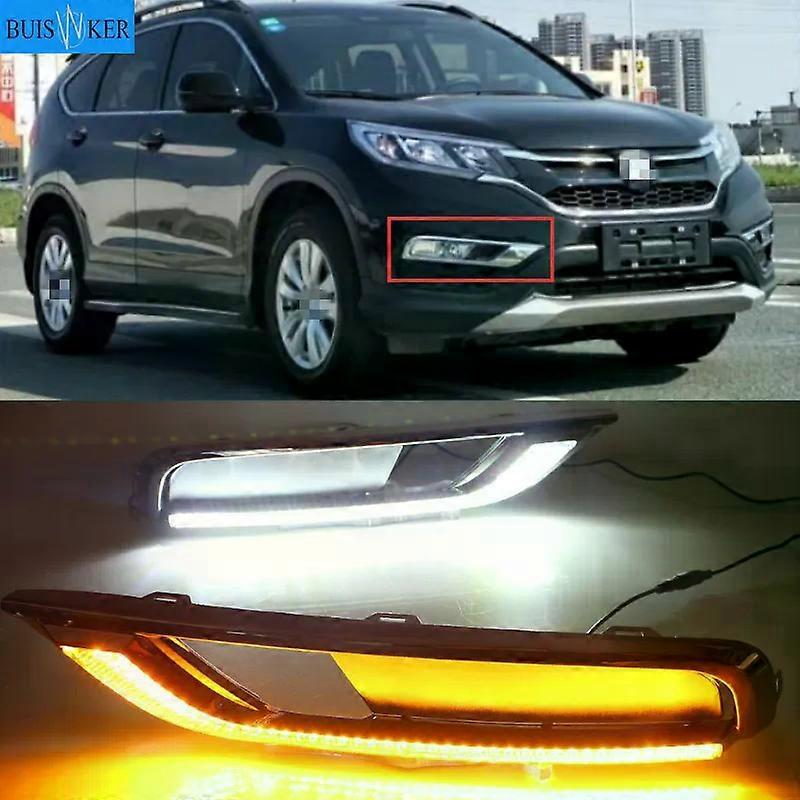 Applicable 1 Set 12V ABS LED For Honda CRV CR-V 2015 2016 DRL Daytime Running Light Daylight With Yellow Turn Signal Lamp