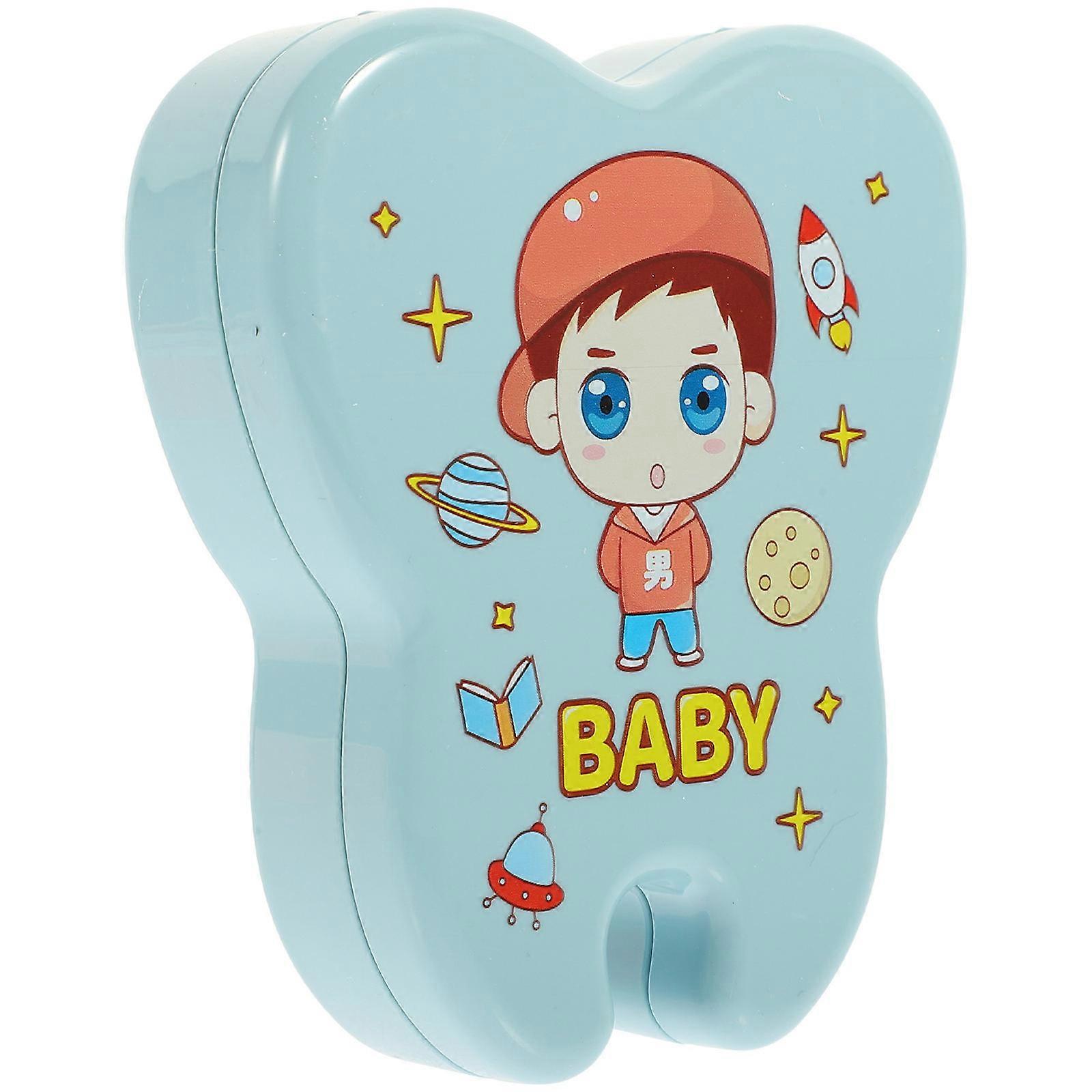 First Tooth Holder For Memory Preservation Blue Tooth-Shaped Teeth Storage 1Pack