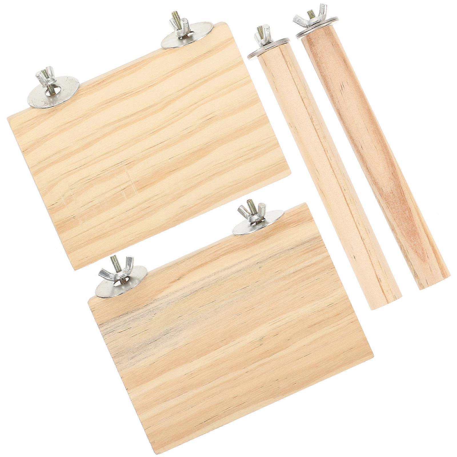 Bird Supplies Wooden Bird Perches 1 Set Interactive Play Rectangular Khaki Exercise Leg Muscles