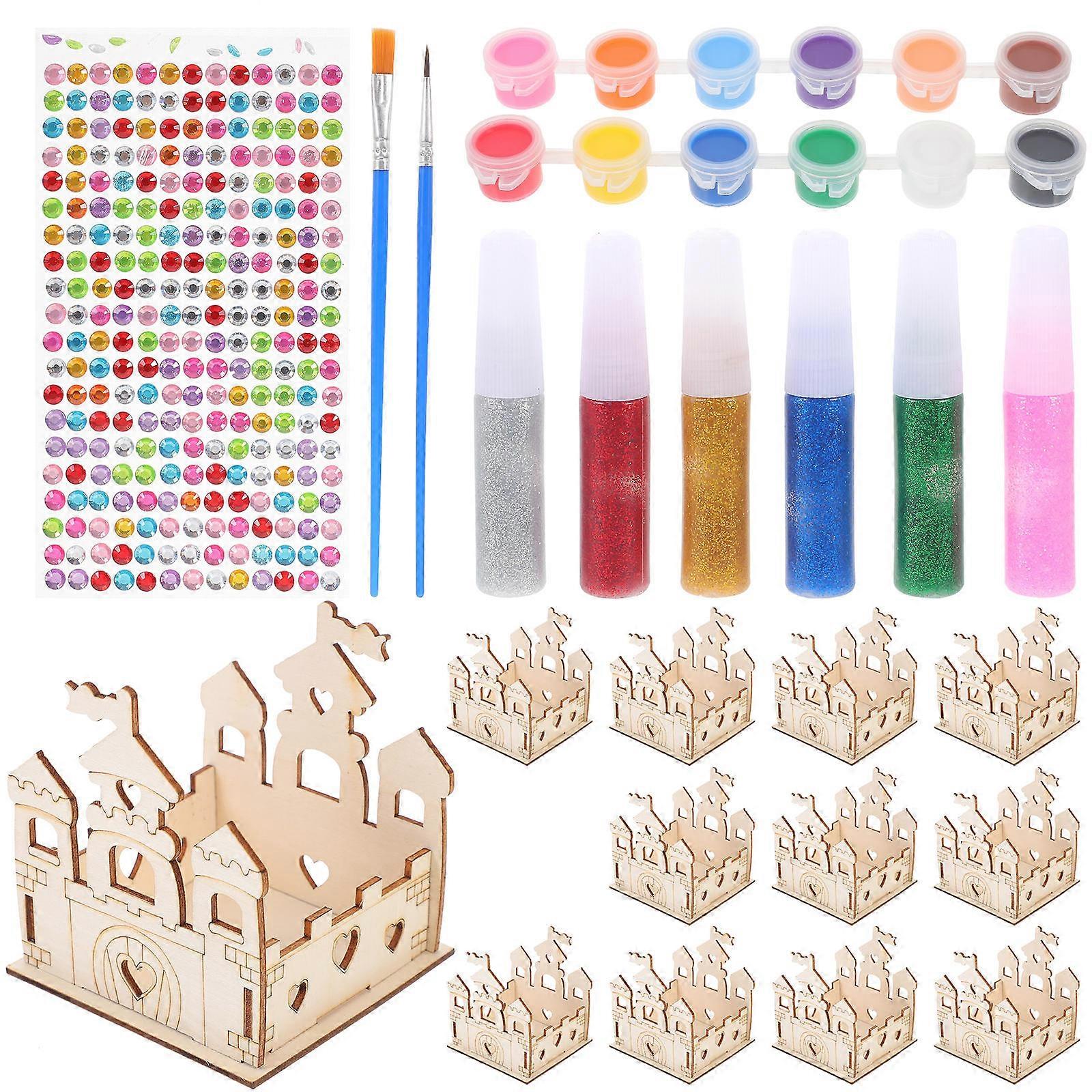 1 Set DIY Wooden Kit for Unfinished Interactive Painting Playhouse – Creative Imaginative Play Activity for Schools and Princess Themed Parties