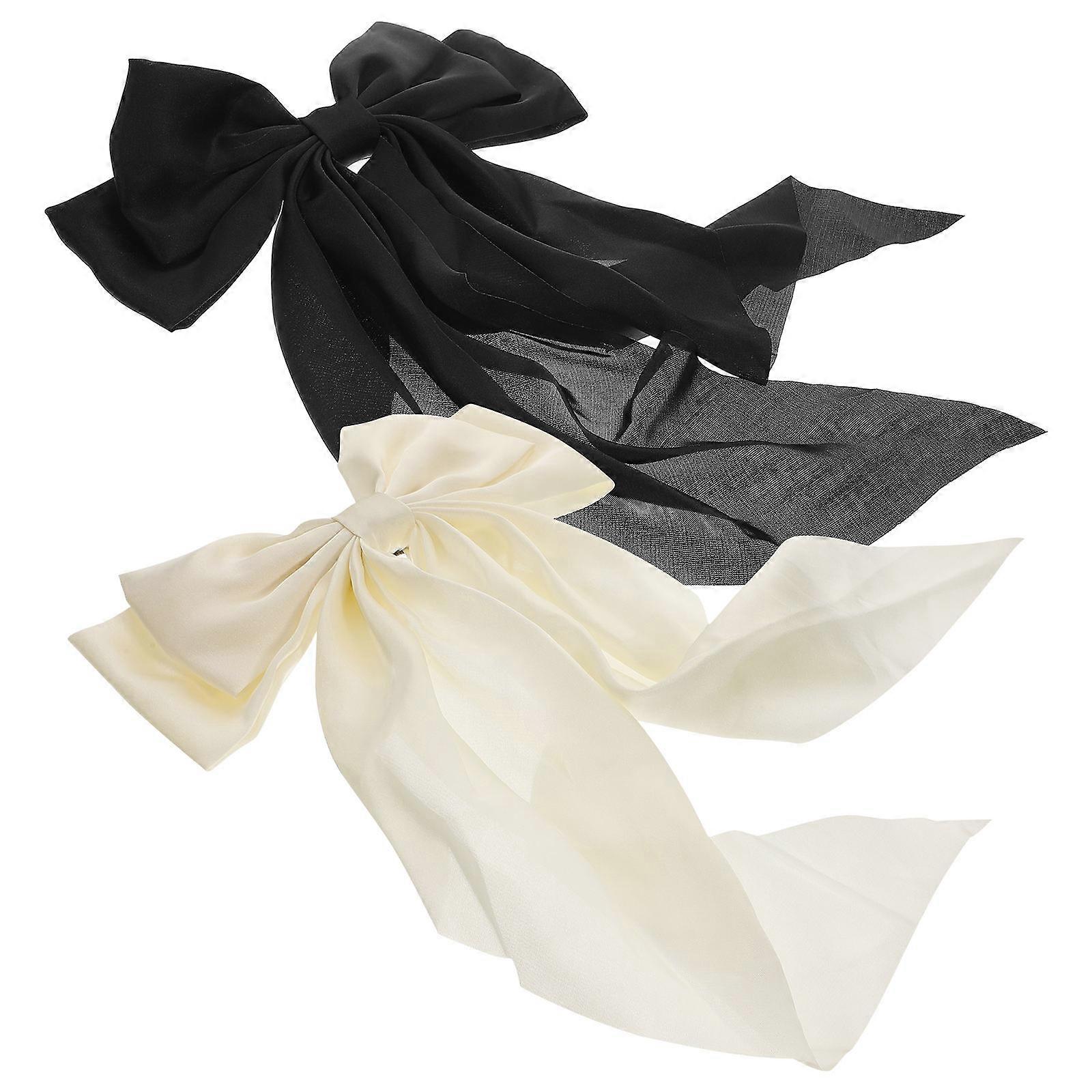 Decorative Long Tail Hair Clip 2Pcs Large Bow Design For Girls Perfect For Various Events Like Parties And Graduations