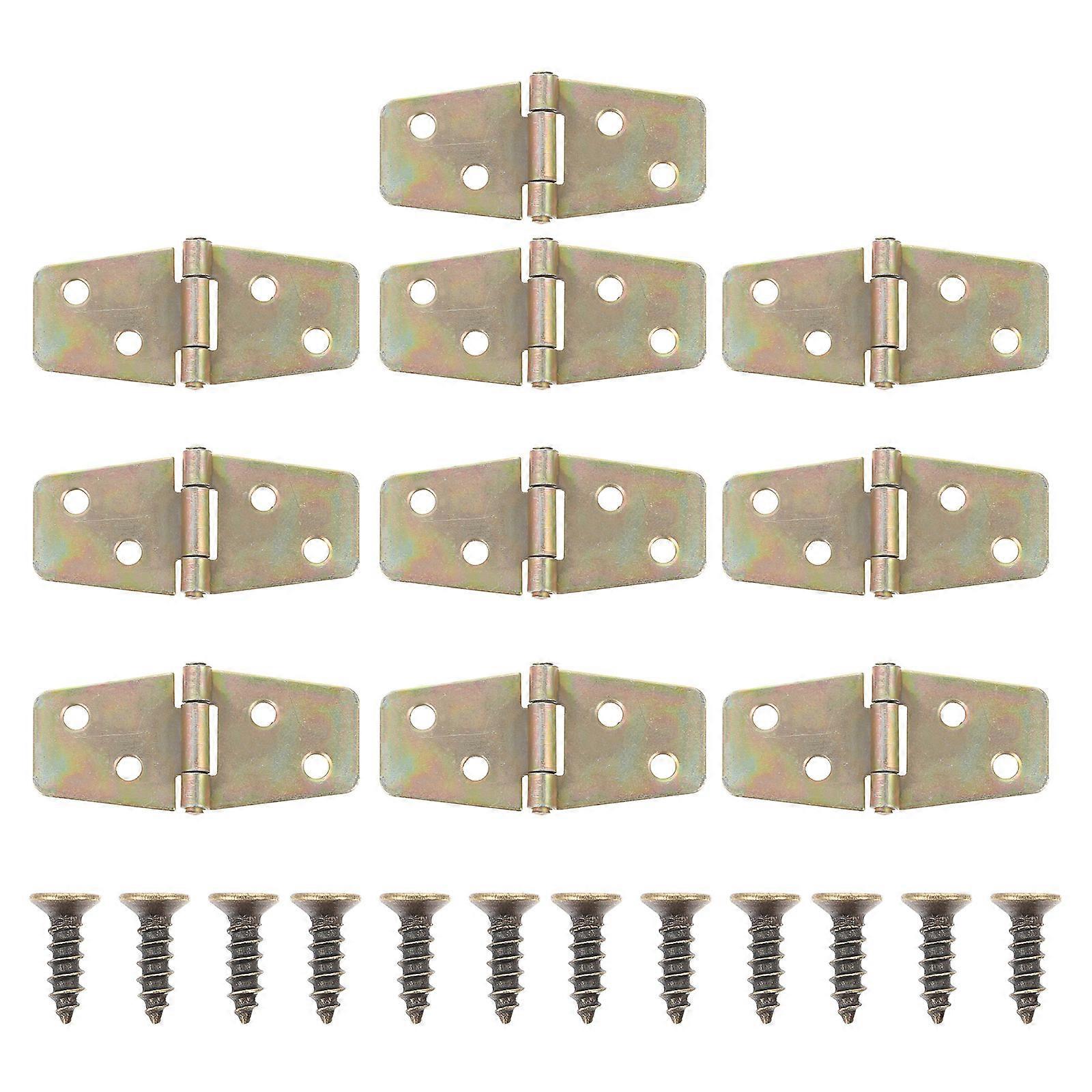 Durable Iron Hinges for Wooden Boxes with Golden Color Great for Home Use Craft Projects 10 Sets