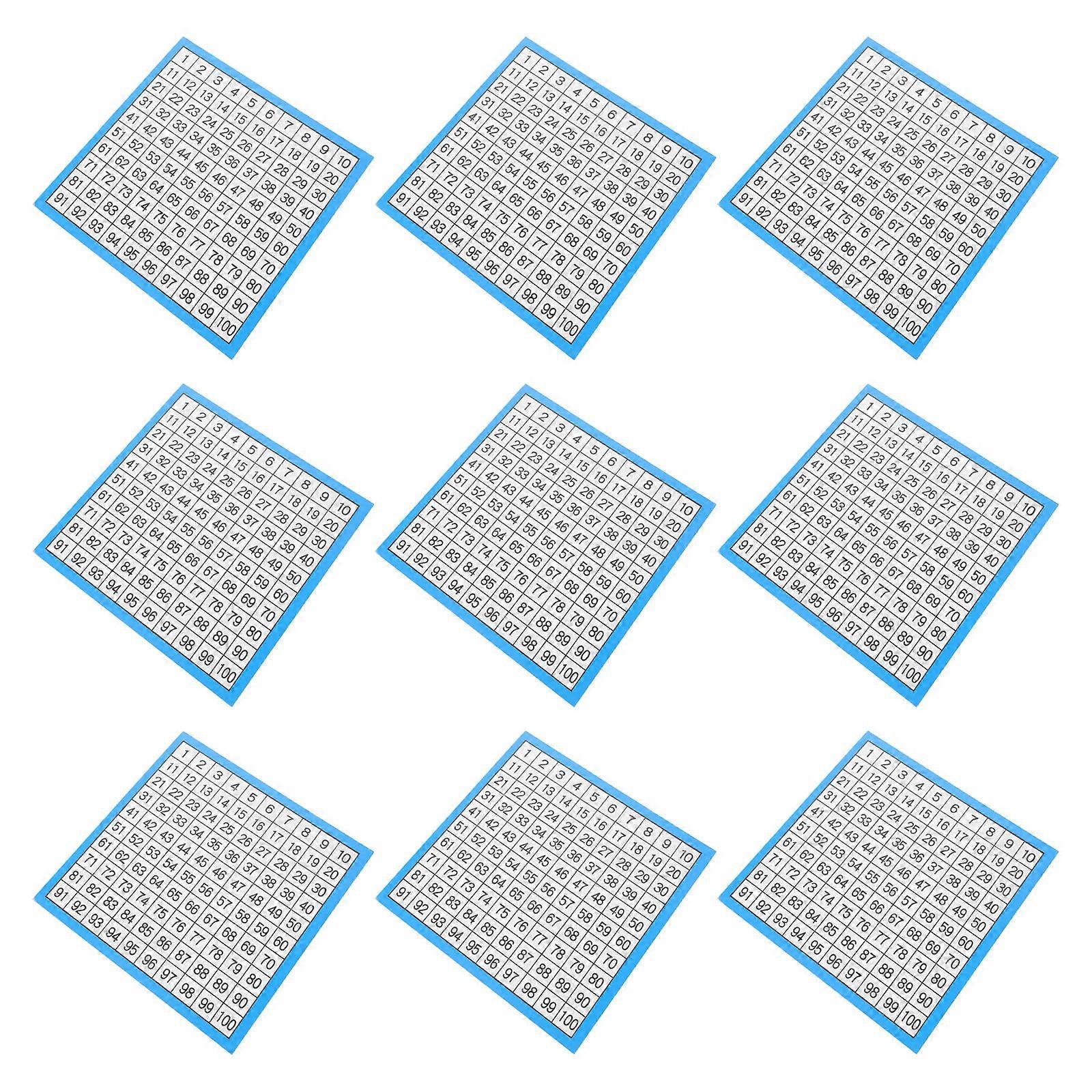 10 Sheets Number Charts Hundreds Chart Math Tables Math Accessory