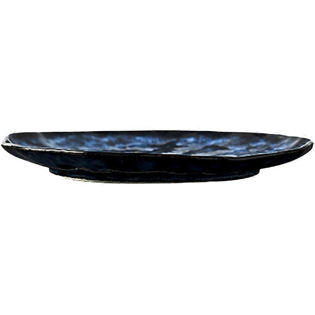 Japanese Style Salad Plate For Restaurant Use In Dark Blue Color With Arc Shape Design 1Pack