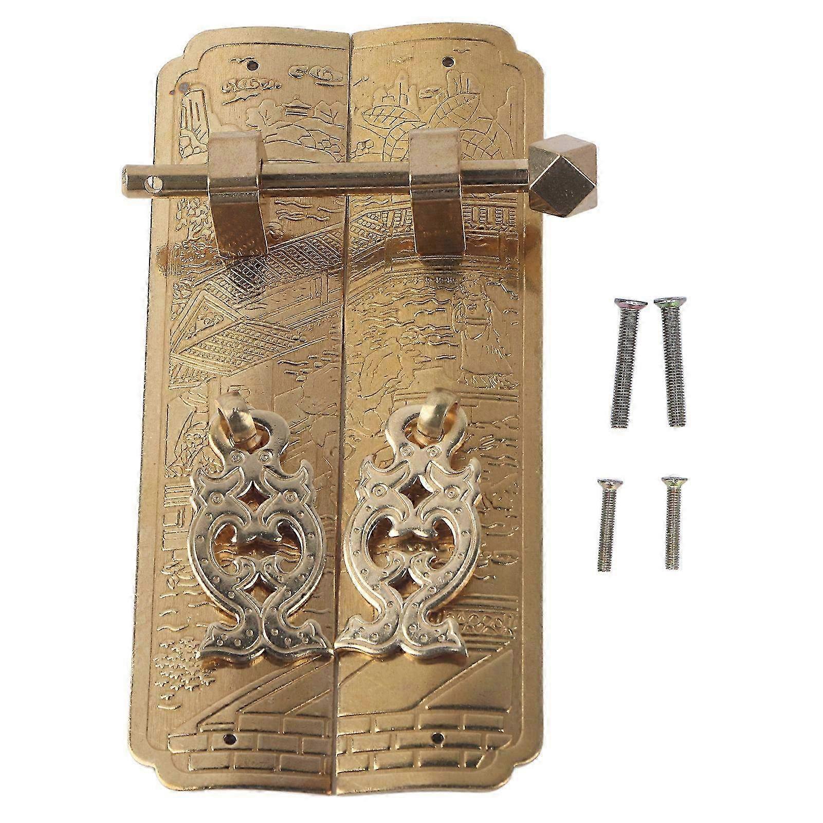 Retro Style Decorative Brass Cabinet Faceplate Handles - Character Pattern Hardware for Wardrobes & Furniture Upgrade