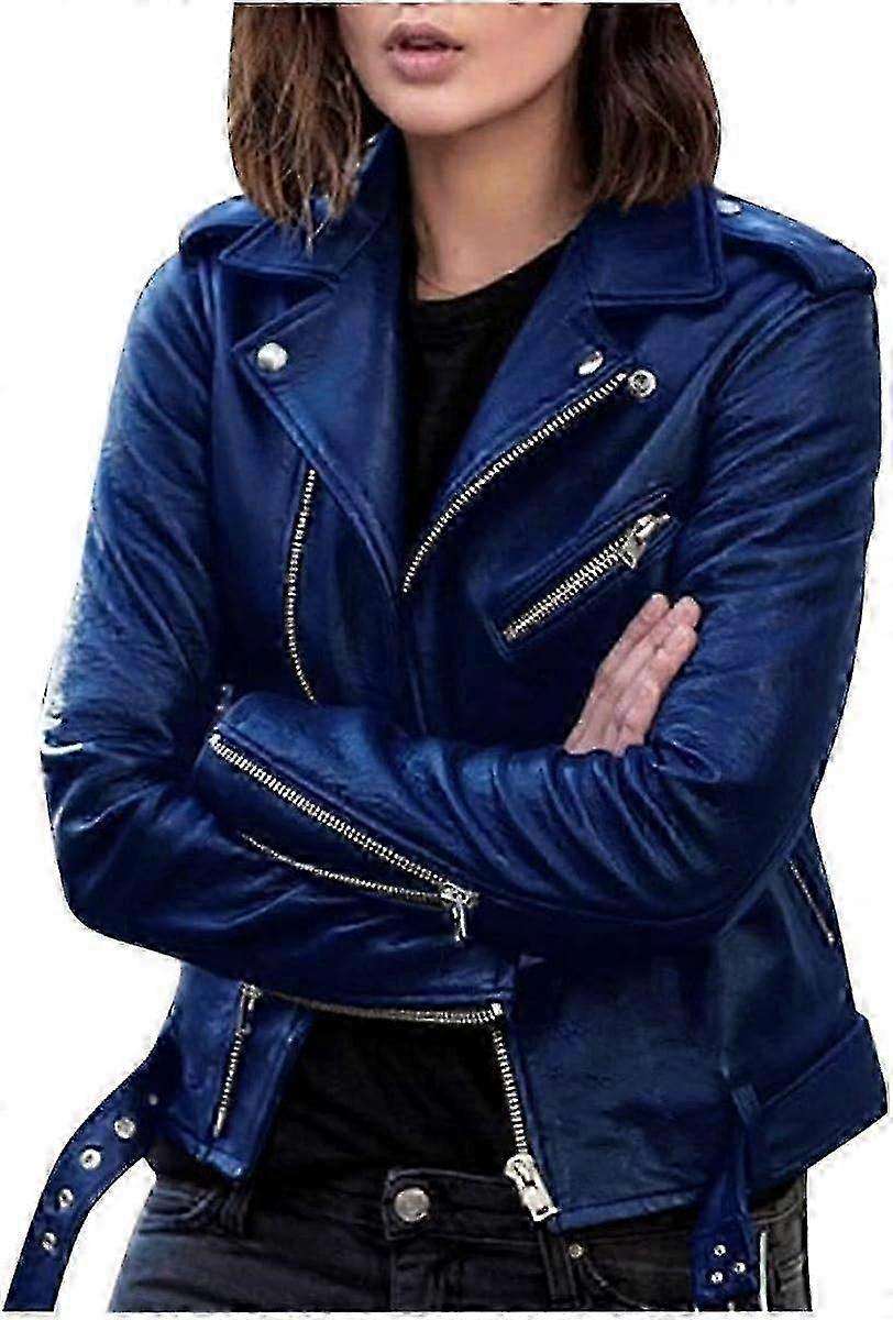 Short Style Leather Coats for Women's Slim Fit Motorcycle Jacket