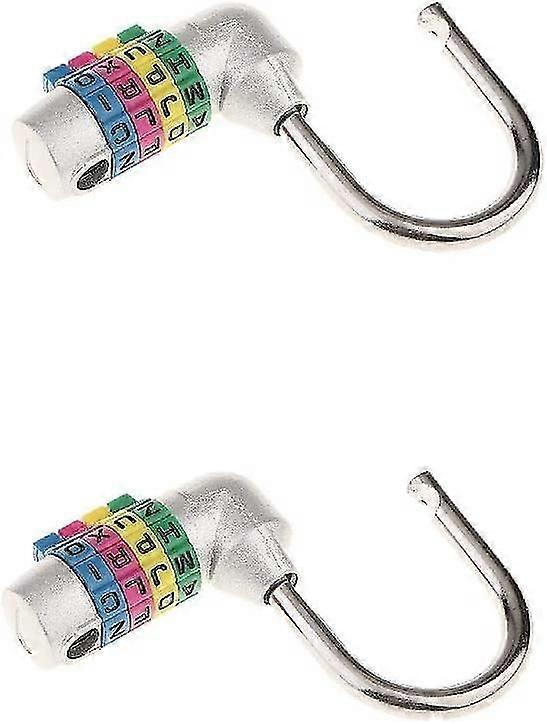 2 Pcs Combination Padlocks, 4-Letter Dial Password Lock  Silver