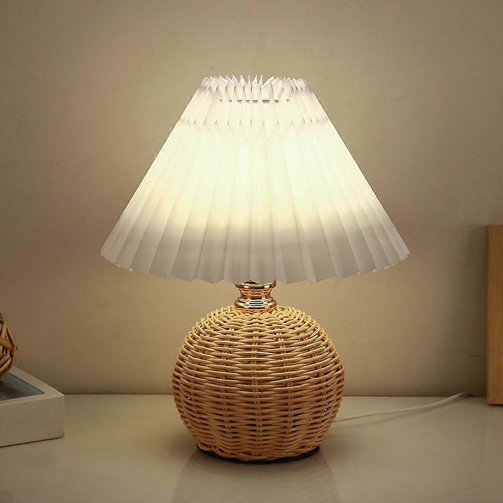 Shower Head Nordic Rattan Nightstand Light Dimmable Pleated Column Lamps Remote