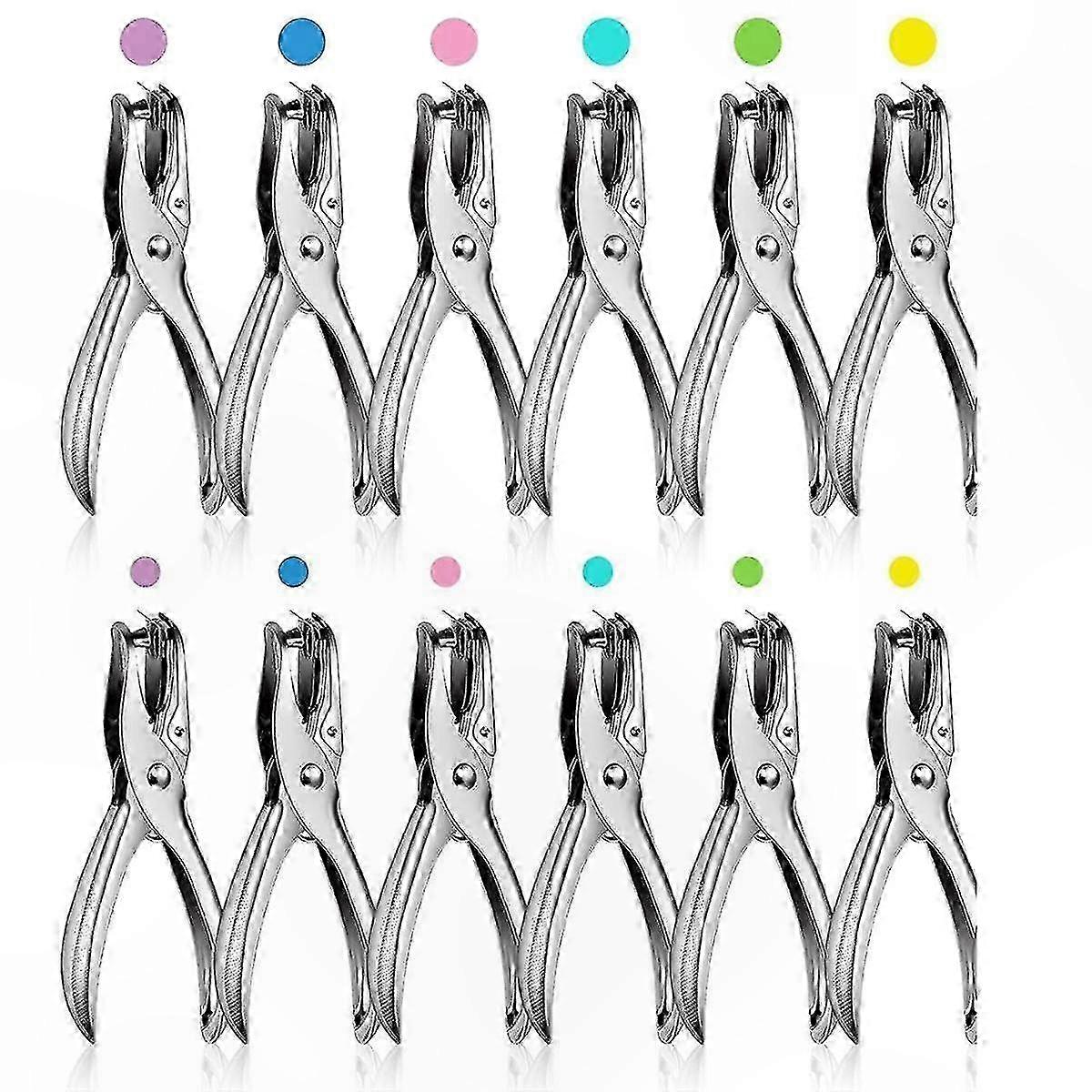 5-Sheet Single Hole Punch Set, 12-Pack Metal Paper Punch with 1/4 and 1/8 Inch Hole Size for Office and School Use