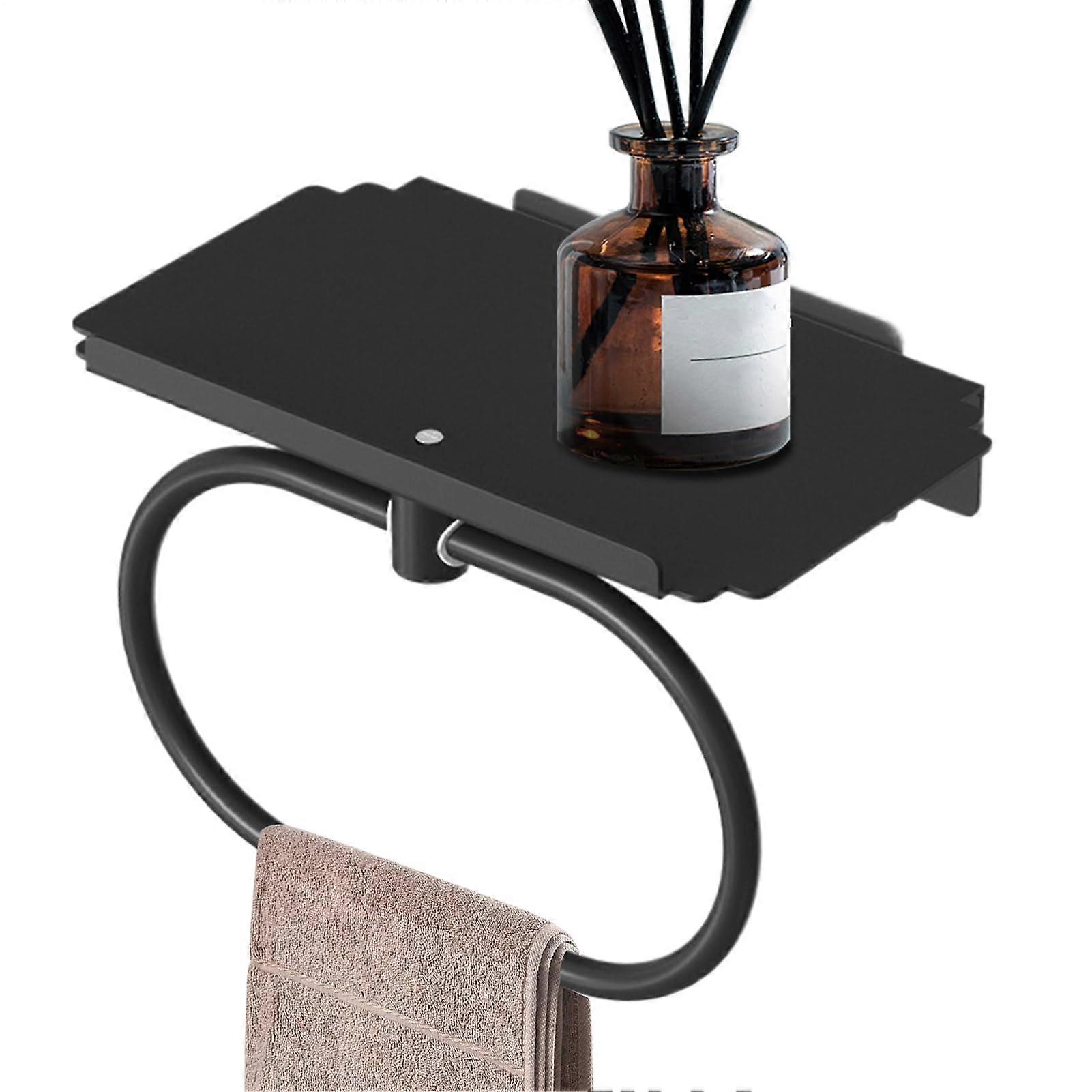 Bathroom Towel Ring with No-Drill Adhesive Wall Mount for Kitchen and Bathroom Storage