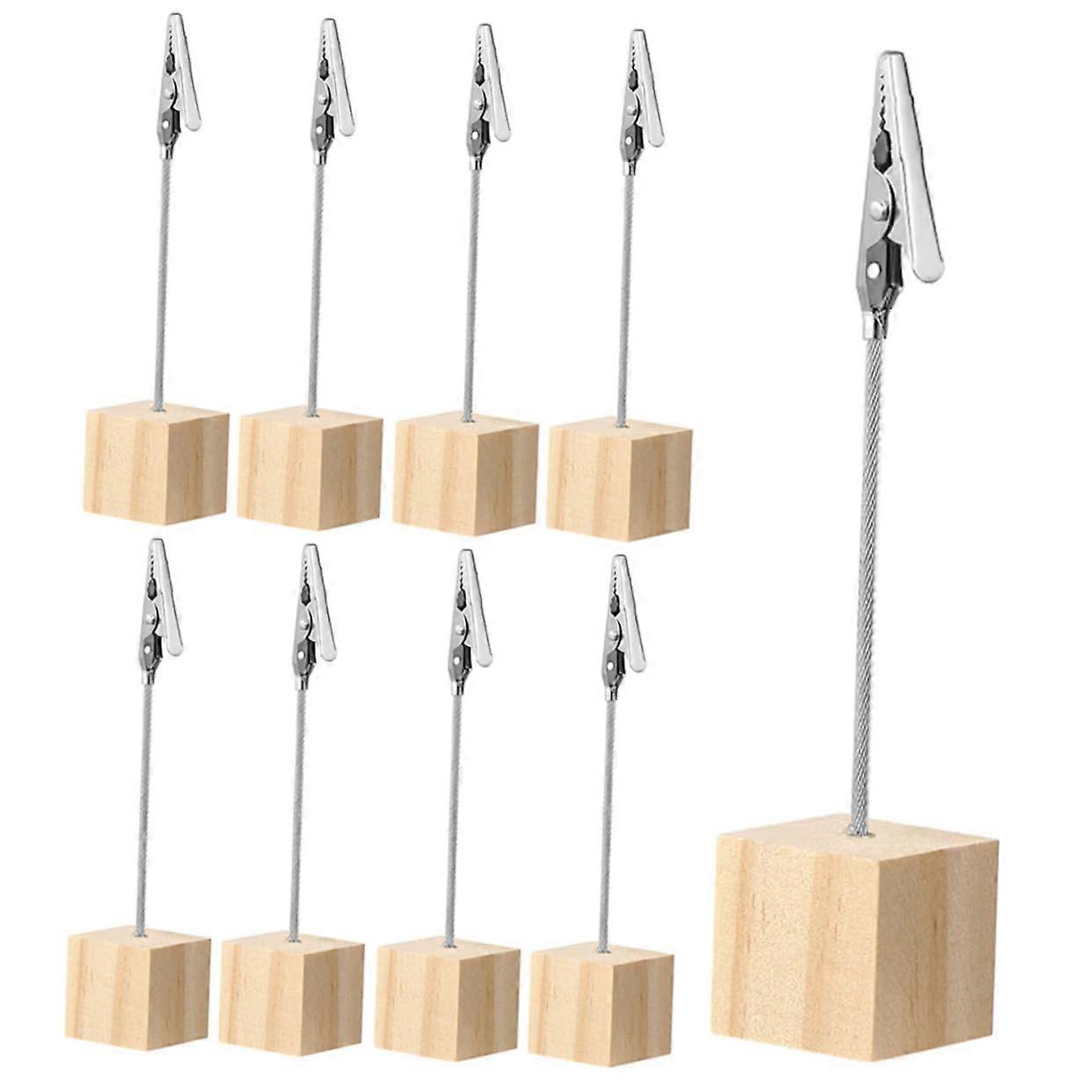 9-Piece Desktop Memo Clips Set with Wooden Base, Creative Photo and Note Holders for Office, Weddings, and Parties