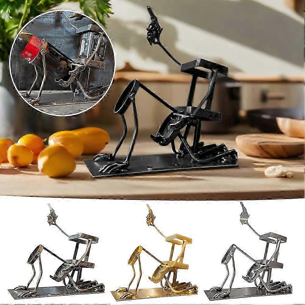 Skull Coke and Wine Bottle Stand - Unique Metal Bar Decor for Whiskey and Beer