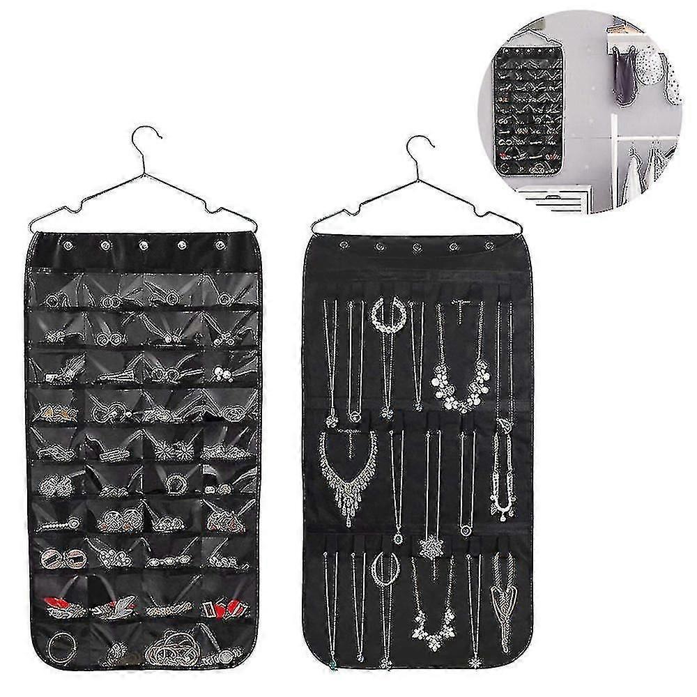 Hanging Jewelry Organizer  Double-Sided, 40 Pockets + 20 Magic Pockets