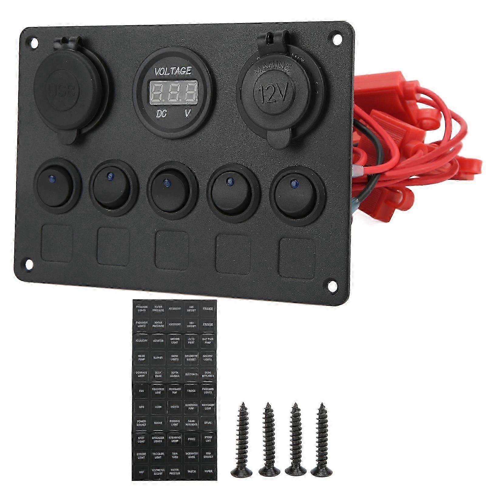 car and boat switch panel with dual usb charger 12v 24v