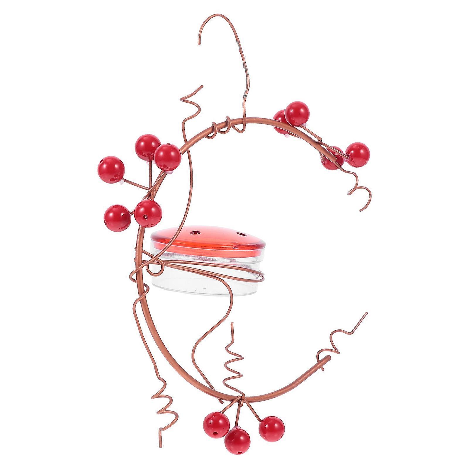 Red Hanging Bird Feeder Decorative Garden Bird Feeding Box