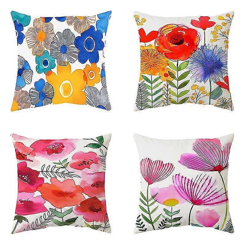 4 basit ve modern çiçek desenli yastık kapakları 45x45 cm kanepe kare yastık kılıfları oturma odası yatak odası koltuk araba veranda için.