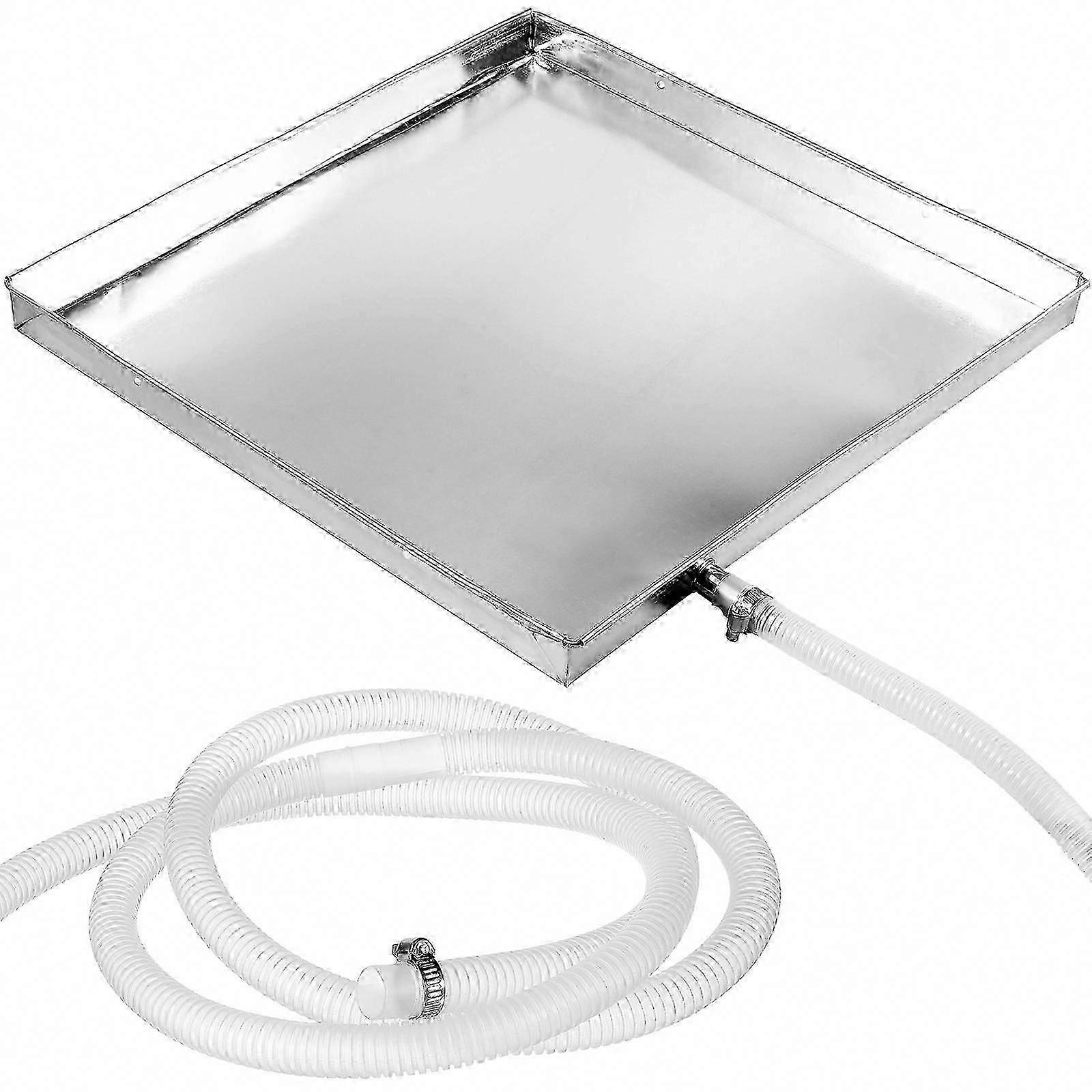 AC Unit Drip Pan with Drain Hose for Outdoor Installation 40x40x3cm Leak Proof Tray