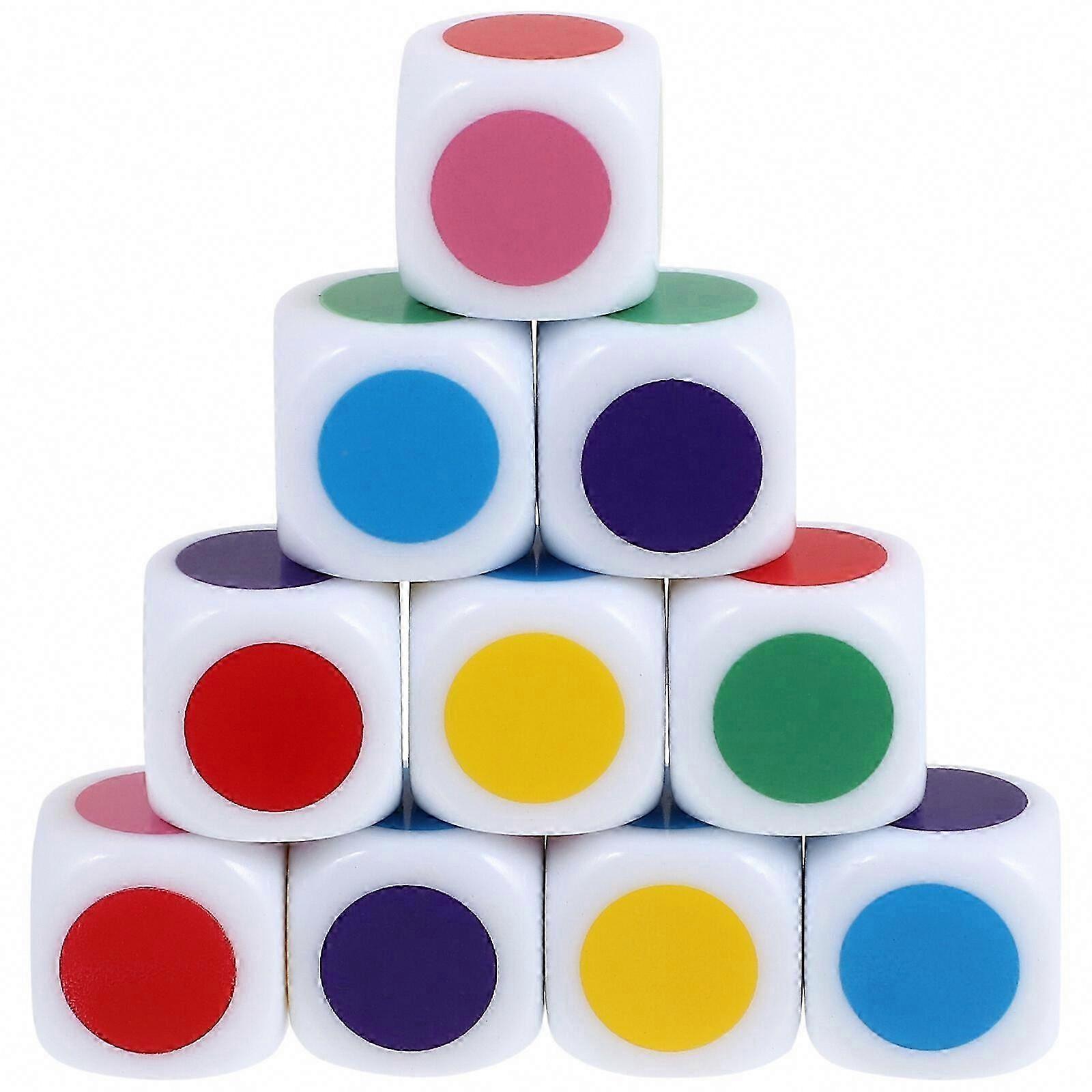 10Pcs Color Printed Educational Dice for Kids Learning, Acrylic Teaching Dice Set