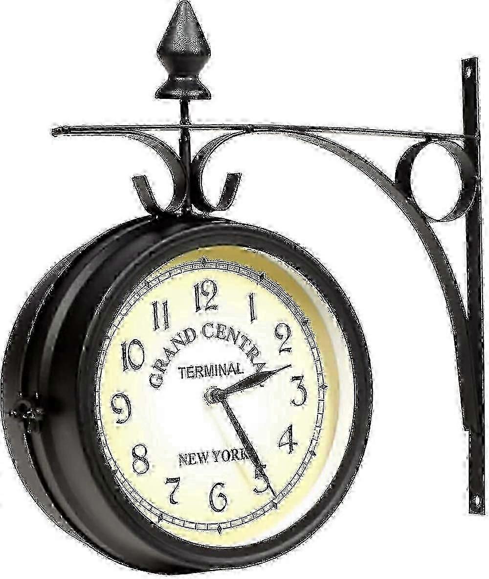 Wall Clock Wrought Iron Garden Clock Station Clock 2-sided Handcrafted Grand Central Terminal New Yo