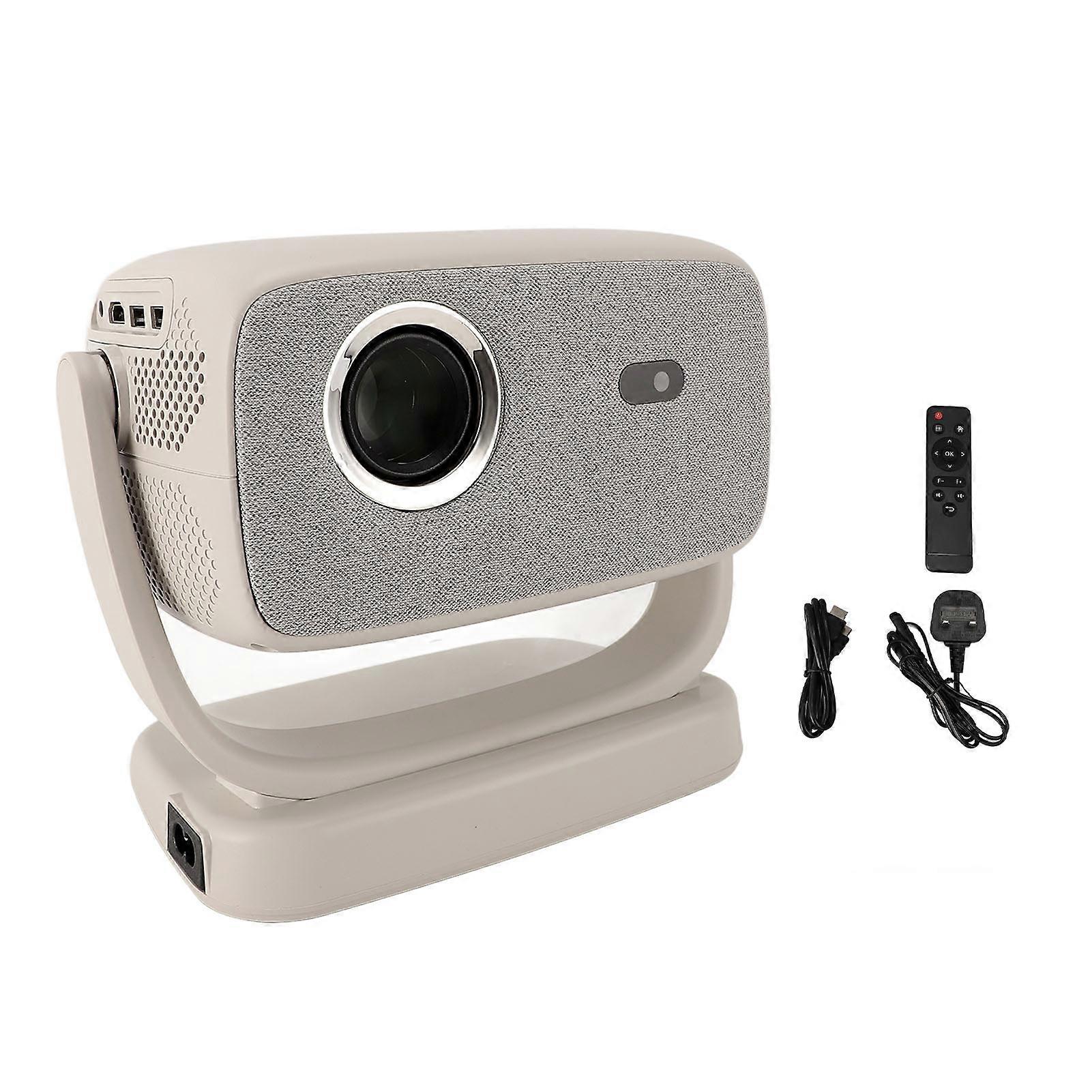 4K Projector with WiFi 6 Bluetooth 5.3 180° Rotatable Stand Automatic Correction UK Plug