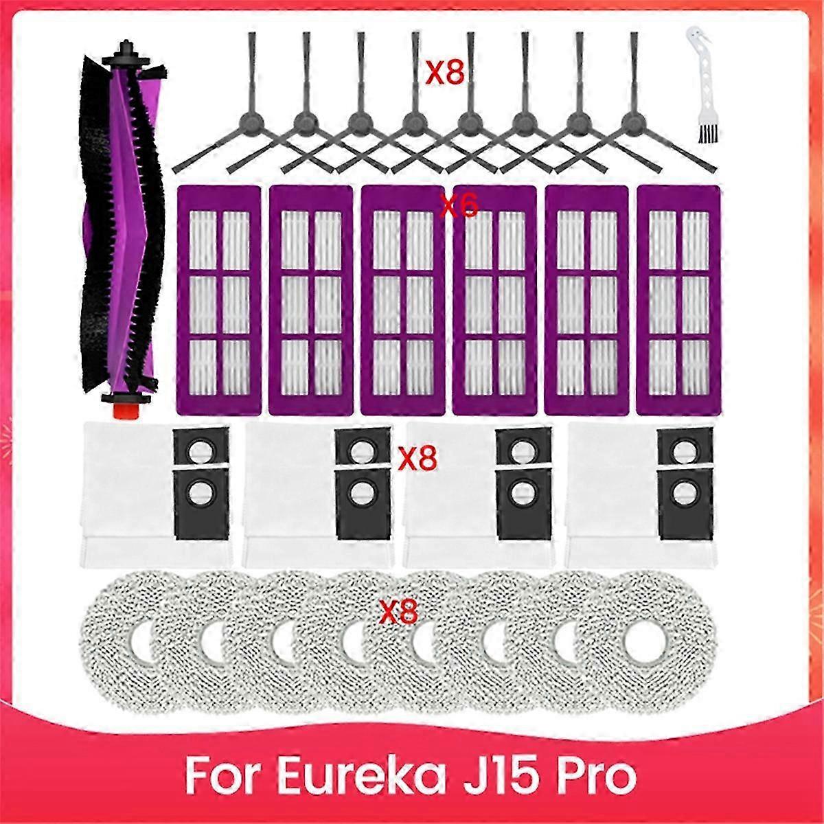 Suitable for Eureka J15 Pro: Replacement HEPA Filters, Side Brushes, Mop Cloth