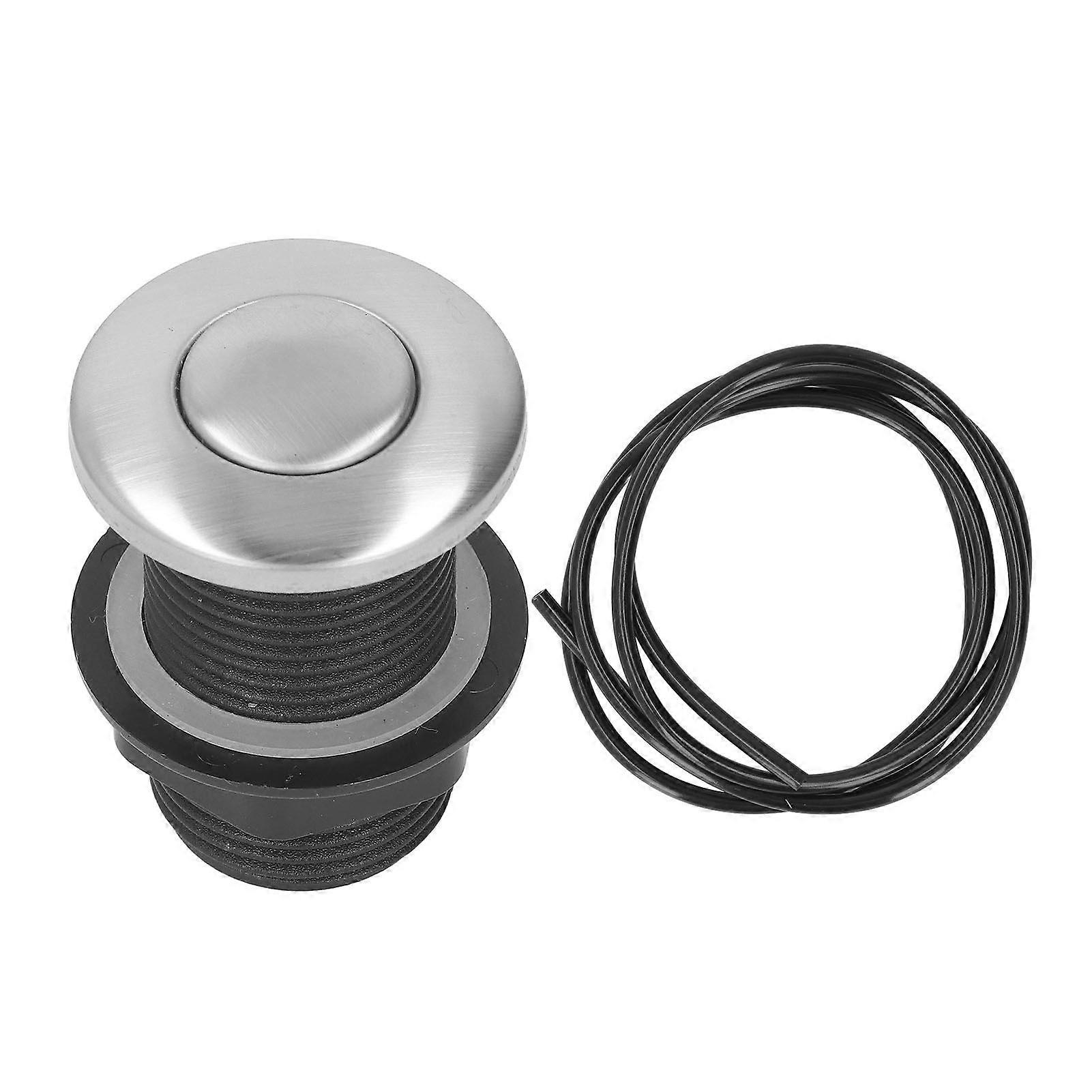 Garbage Disposal Sinktop Air Switch Kit Stainless Steel Sink Top Air Switch Push Button with 1.5m Hose for Kitchen Food Waste Disposal Electric Water