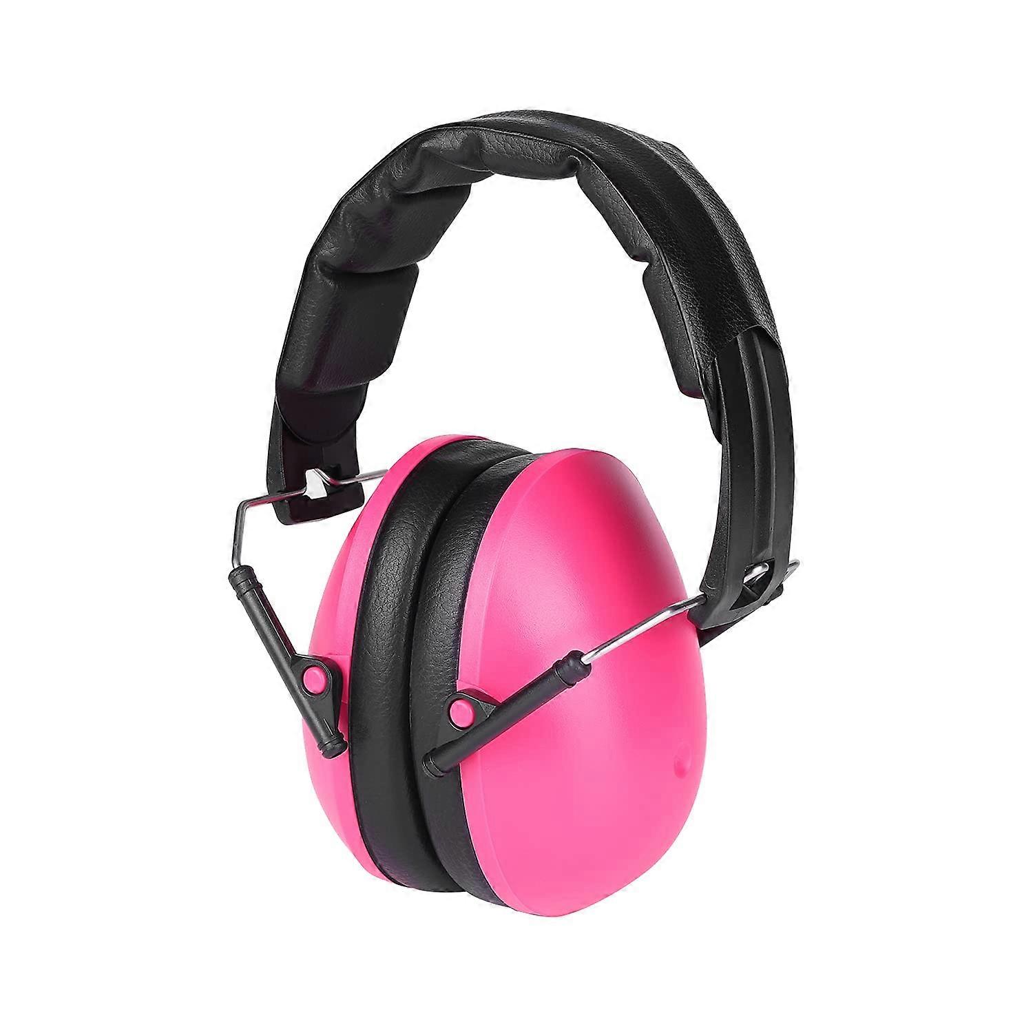 Kids Ear Defenders Noise Cancelling Ear Muffs Adjustable Padded Headband for Autism Toddlers Construction Fireworks Pink