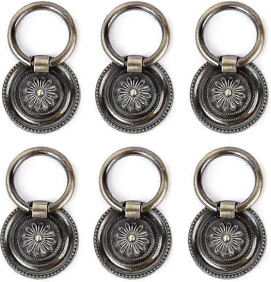 6 Pcs Drawer Ring Pull Handles Antique Ring Pull Handle For Dresser Cabinet Cupboard Drawer Pull Handles SX