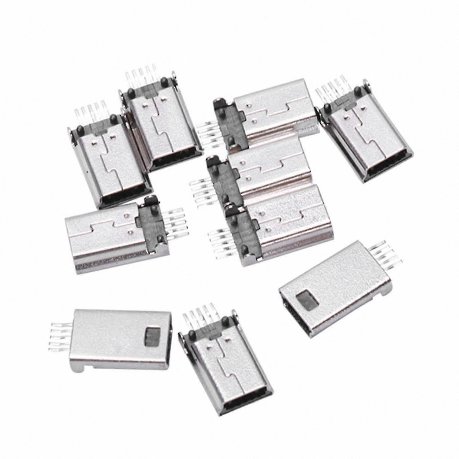10-Pack Mini USB Type B Male 180° SMD Jack Connector for Soldering Projects
