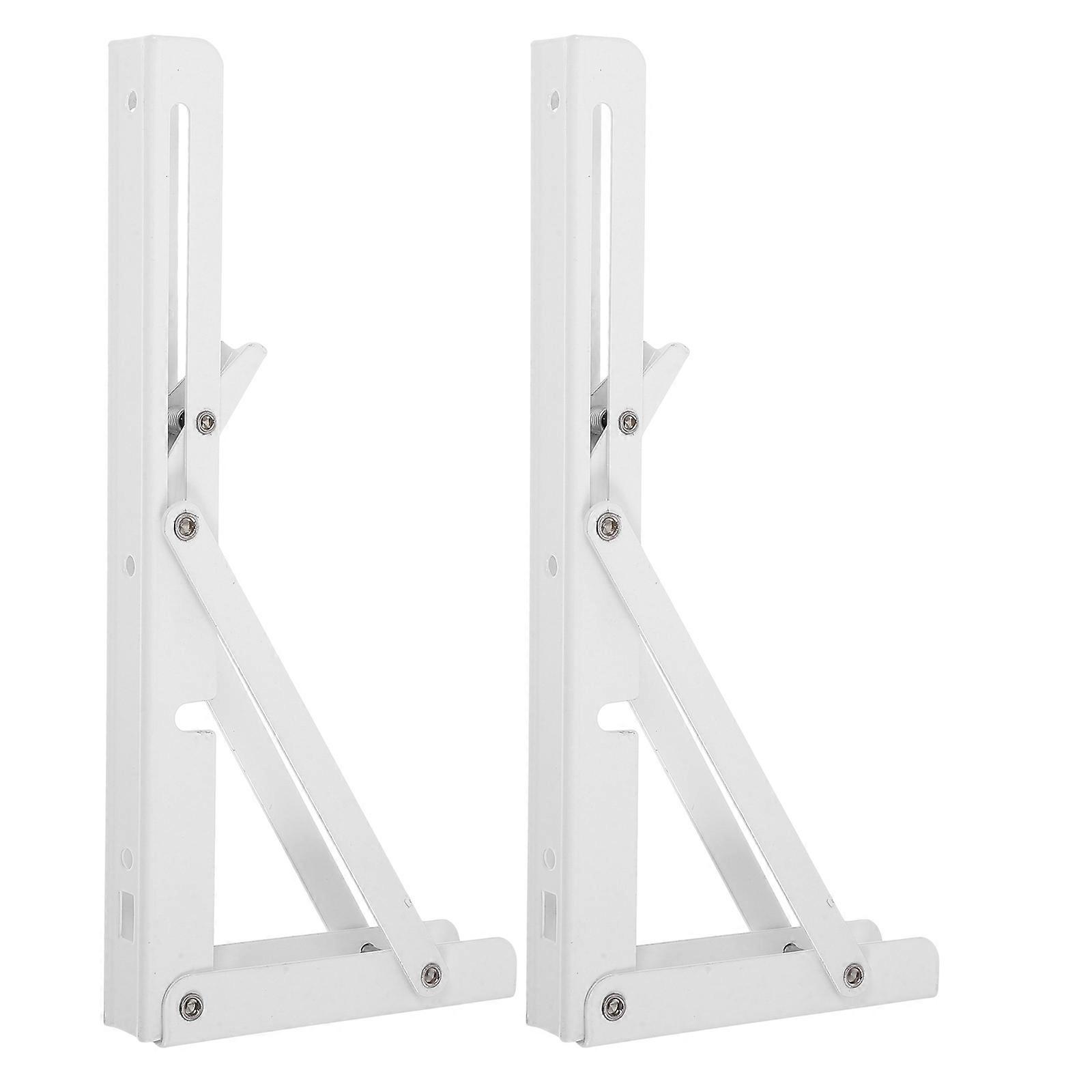 Collapsible Shelf Bracket For Wooden Metal Storage Spaces White 2Pcs