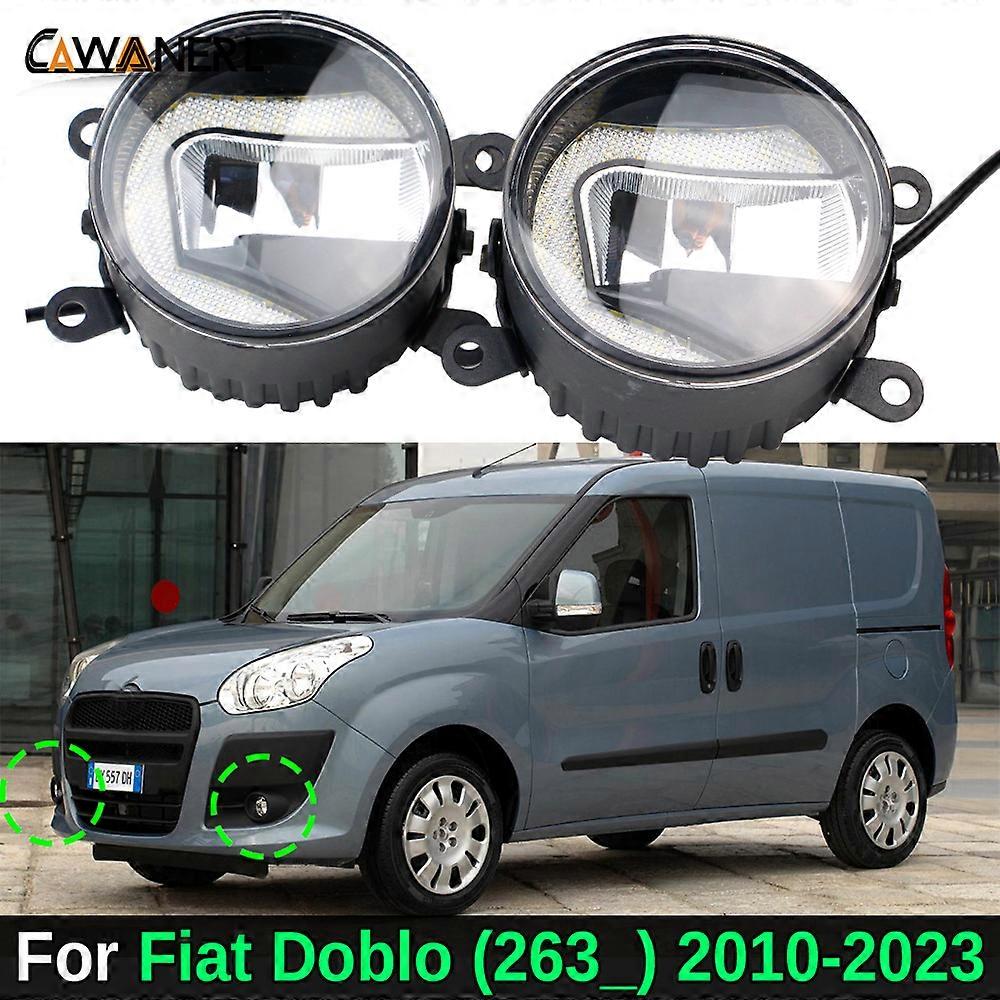 Applicable 2IN1 Design Car Right + Left LED Fog Light Accessories Daytime Running Lamp DRL White Styling For Fiat Doblo (263_) 2010-2023