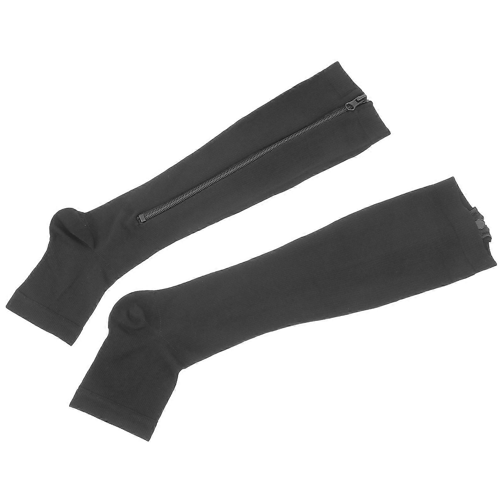 Compression Socks Elastic Stockings for Wearing 1Pair with Zipper in Black