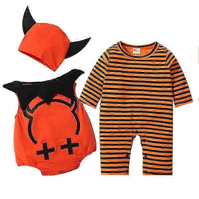 A-5# 万圣节服装套装男婴女孩服装连身衣婴儿角色扮演蝙蝠南瓜吸血鬼长袖儿童新生儿连身裤