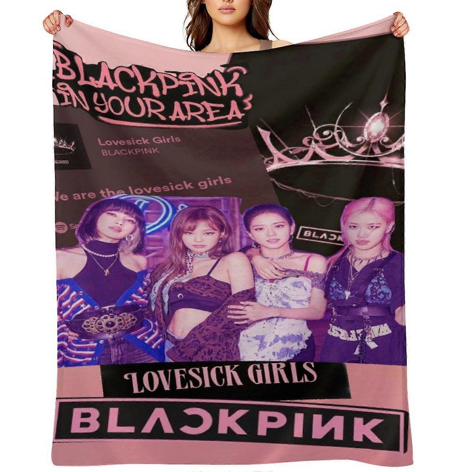 BLACKPINK رمي بطانية هدية ، بطانية من الفانيلا ، مناسبة للرجال والنساء ، مناسبة لجميع الفصول ، بطانية دافئة ، ديكور منزلي (535) 125x100 سم