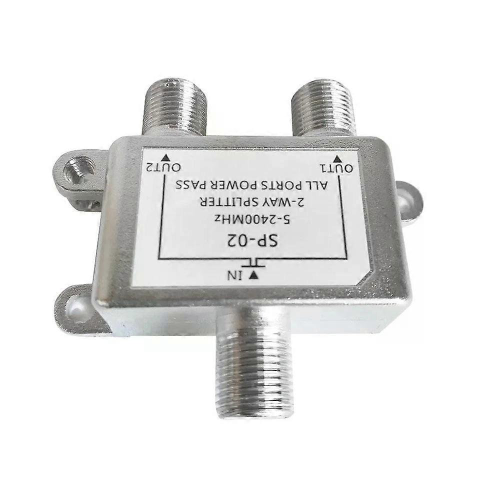 TV Antenna Satellite Splitter, 2-way 1 Input 2 Outputs 5-2400MHz 75Ω British F-type Connector