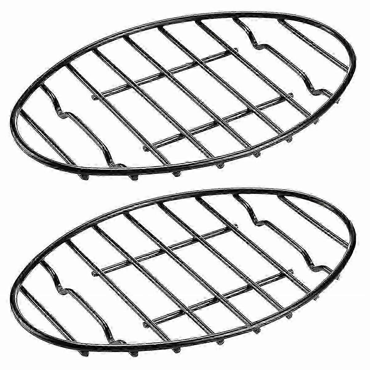 2 Pack Oval Roasting Rack - 12 Polegadas Preto Cooling Rack com Pés Integrados, Antiaderente - compatível com Assadeira, Ótimo compatível com Alinhavo