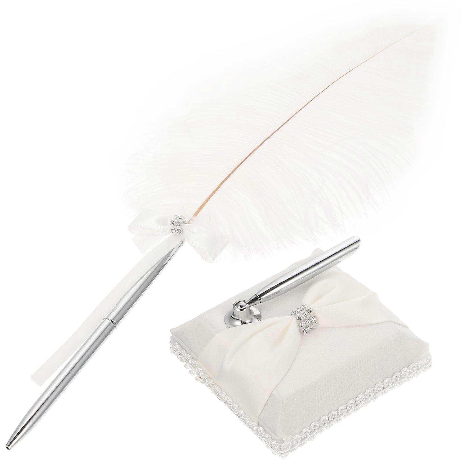 ウェディングブライダルダチョウフェザーサインペンホルダー付き(ホワイト)