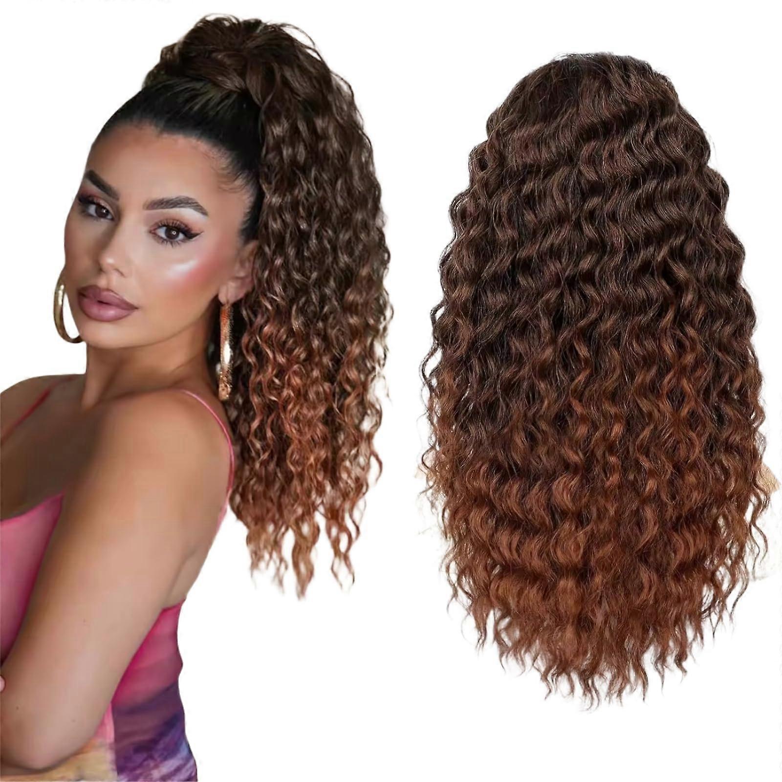 Ponytail Extension Drawstring For Women Long Curly Wavy Afro Ponytail Hair Daily And Party T1B/30
