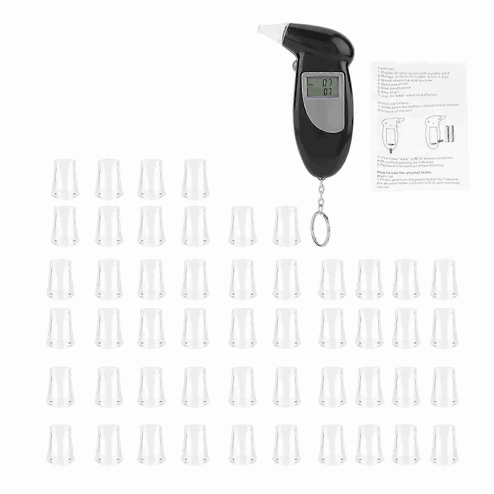 Alcootest numérique avec écran LCD, porte-clés portable, analyseur d'haleine, embout buccal 50 pièces