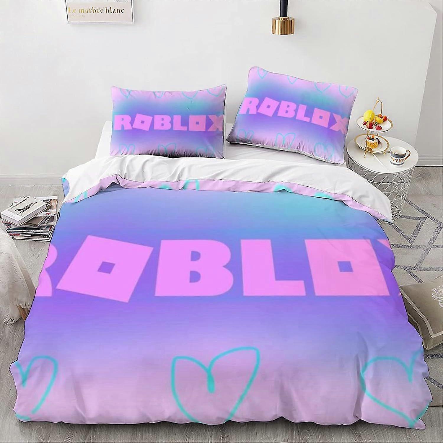 PIN1132 ROBLOX Printed Duvet Cover Single Bed And 2 Pillowcase Bed Set Game Characters Ultra Soft Hypoallergenic Microfiber Bedding with Zipper Closur