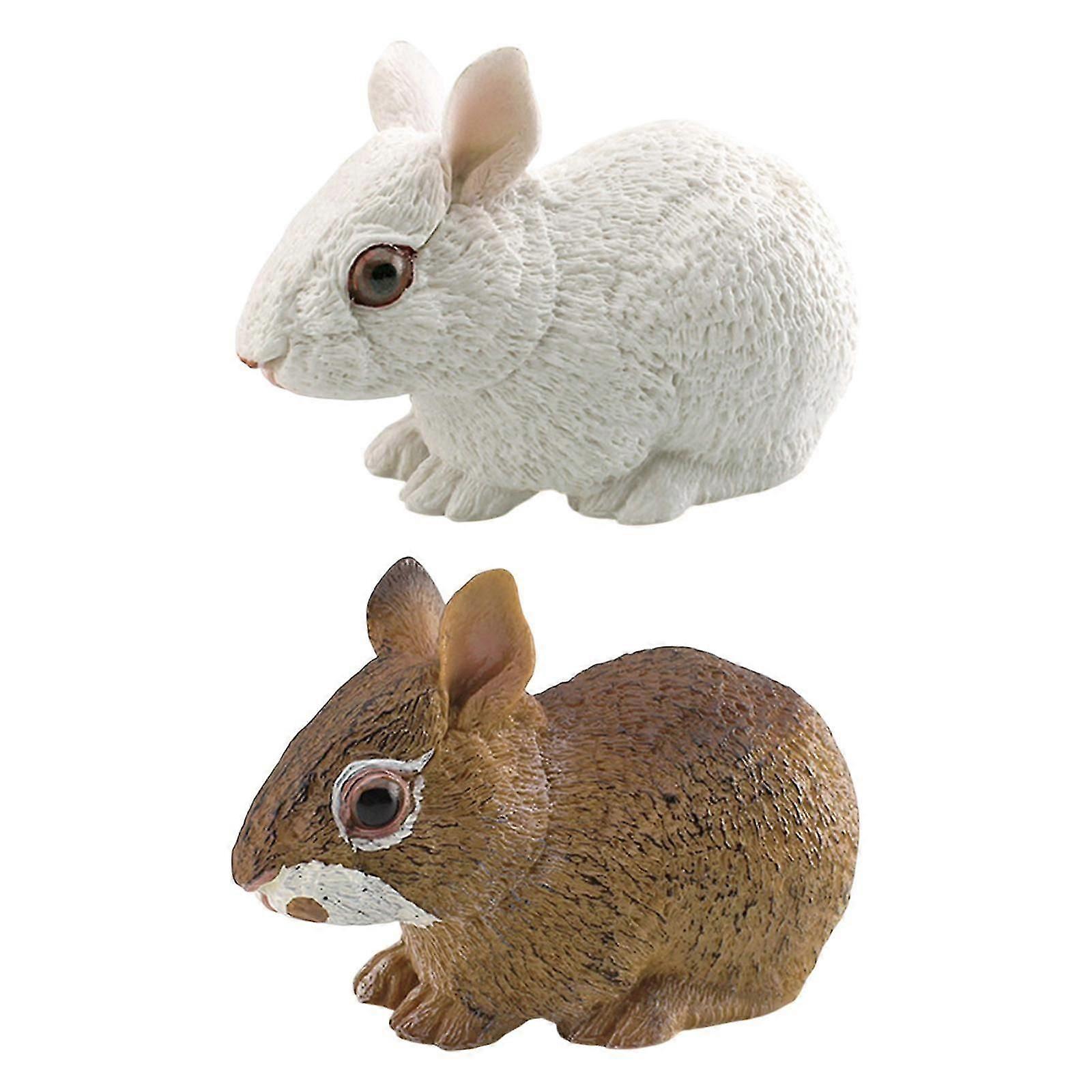 Simulation Animal Models Decor Crafts Rabbits Figurine for Party Favors Gifts 2Pcs